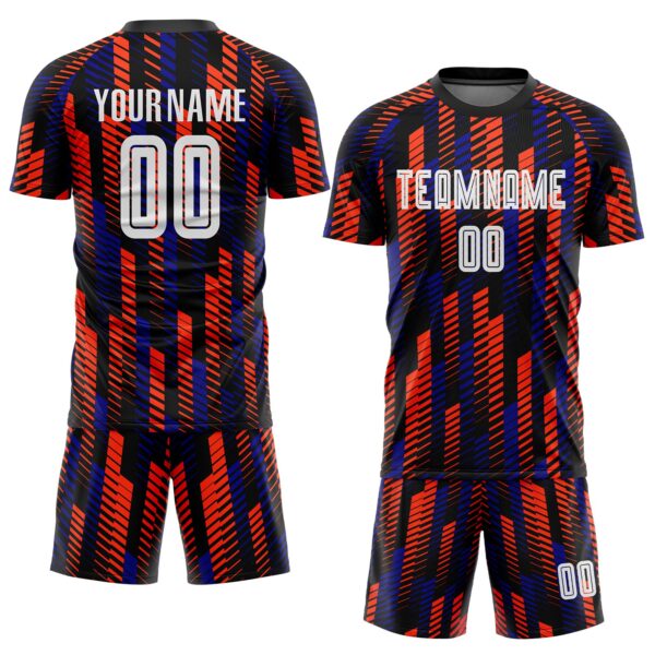 Custom Black White-Orange Sublimation Soccer Uniform Jersey - Image 2