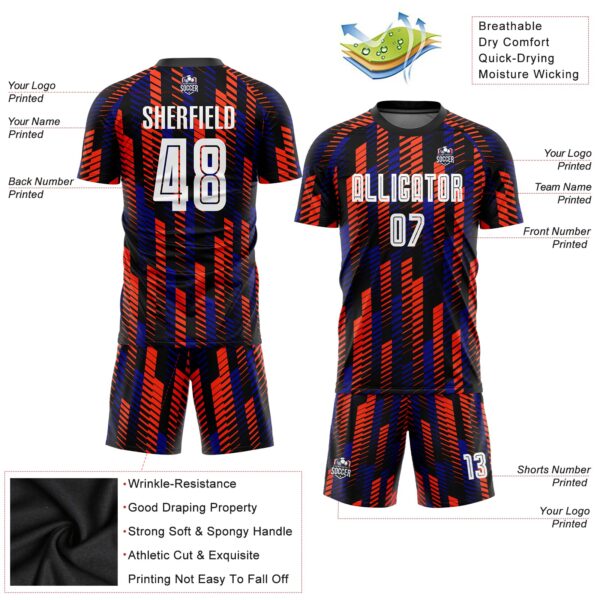 Custom Black White-Orange Sublimation Soccer Uniform Jersey - Image 3